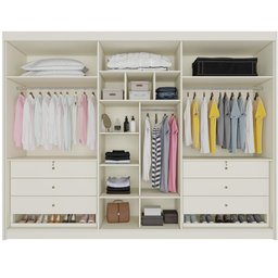Guarda Roupa 6 Portas 4 Portas Ripadas Potente com Espelho 100% Mdf Off White Peróba- Móveis Europa - 3