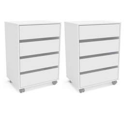 Kit 2 Gaveteiros Mauá 60cm 4 Gavetas com Rodízios - 1