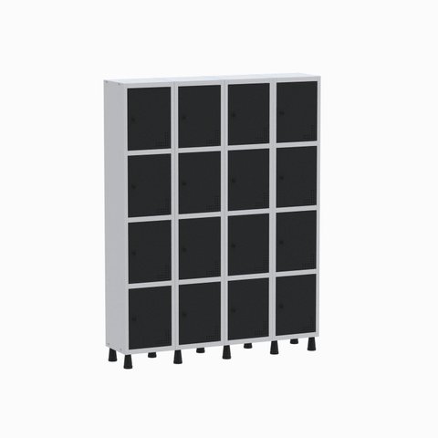 Armário Locker Guarda Volume Aço Light 16 Portas 138x179,5cm Cinza