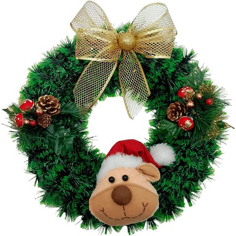 Guirlanda Natalina Decoração de Porta Noel Rena Urso de 40cm a