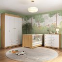 Ver imagem 1 de Quarto de Bebê Completo com Berço Americano 3 em 1 Realeza Multimóveis Mp4583 Madeirado/branco