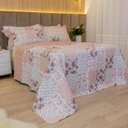 Ver imagem 1 de Kit Colcha Casal Bouti Cobre Leito Estampado 3 Peças Cor:Patchwork
