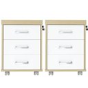 Ver imagem 2 de Kit 2 Gaveteiros Executivo 3 Gavetas com Rodinhas e Chave para Escritório Bege/Carvalho/Branco Artany