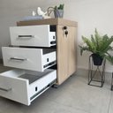 Ver imagem 6 de Kit 2 Gaveteiros Executivo 3 Gavetas com Rodinhas e Chave para Escritório Bege/Carvalho/Branco Artany