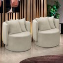Ver imagem 1 de Kit 2 Poltrona Orgânica Maya Boucle Bege Redonda Decorativa - Arkell