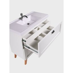 Gabinete para Banheiro com Cuba 80cm Retro Mdf Milano - On Móveis Cor:branco - 4