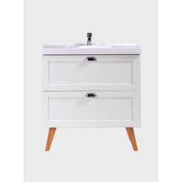 Gabinete para Banheiro com Cuba 80cm Retro Mdf Milano - On Móveis Cor:branco - 2