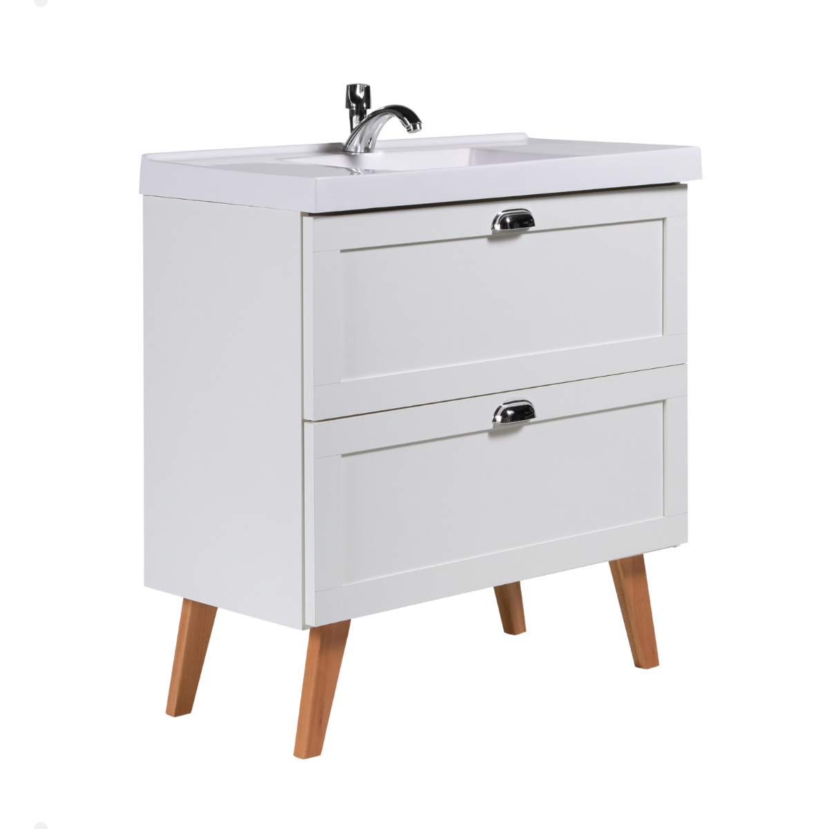 Gabinete para Banheiro com Cuba 80cm Retro Mdf Milano - On Móveis Cor:branco - 2