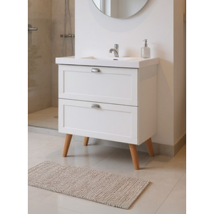 Gabinete para Banheiro com Cuba 80cm Retro Mdf Milano - On Móveis Cor:branco
