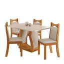 Ver imagem 2 de Conjunto de Sala de Jantar 4 Lugares Genebra em MDF Mel e Bege