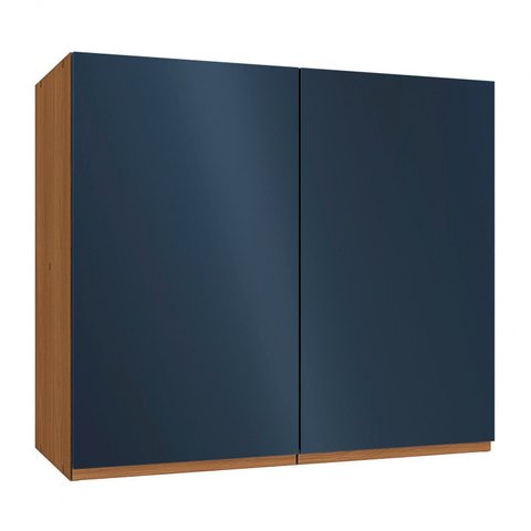 Armário Aéreo 2 Portas 80cm Ciela Azul/Canela