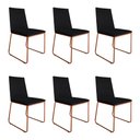 Ver imagem 1 de Kit 6 Cadeiras de Jantar Estofada Lille Base Bronze Veludo Preto - Montanaris Decor