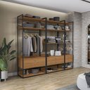 Ver imagem 1 de Kit Dormitorio 6 Gavetas e 1 Cabideiro Industrial Marrom/Canela/Preto Fosco