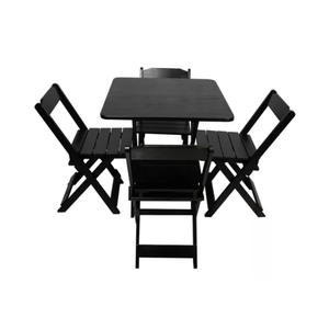 Mesa 70x70 Pinus com 4 Cadeias Cor Preto