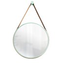 Ver imagem 1 de Espelho Decorativo Adnet Verde Alça Corino Caramelo 30cm Redondo Verde/Caramelo, 30 cm