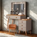 Ver imagem 1 de Penteadeira Agata com Banqueta Amsterdã Cor Nature com Griss