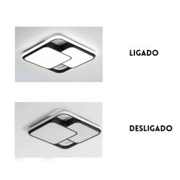 Luminária de Led de Sobrepor Quadrada Bivolt 32w 3 em 1 com Luz Central Dupla:preto - 6