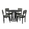 Mesa de Jantar Redonda Gabi Preta com 4 Cadeiras Estofadas Ella Preto/cinza - 1