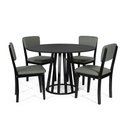 Ver imagem 1 de Mesa de Jantar Redonda Gabi Preta com 4 Cadeiras Estofadas Ella Preto/cinza