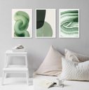 Ver imagem 1 de Kit 3 Quadros Decorativos Sala Abstratos Verdes Claro 33x24cm - com Vidro:madeira Branca