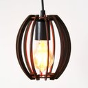 Ver imagem 2 de Kit 2 Luminárias Lustre Pendente de Madeira Vazado Aletado Soq E27 15x17cm Cor:café