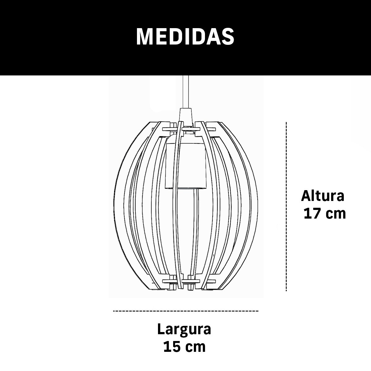 Kit 2 Luminárias Lustre Pendente de Madeira Soq E27 15x17cm Cor:café - 3