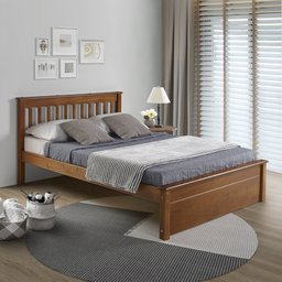 Cama Casal Inglesa com Peseira Fechada em Madeira Maciça Mv Outlet Mel - 1
