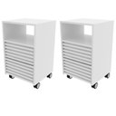 Ver imagem 1 de Kit 2 Gaveteiros com Ripado Rodízio 2 Gavetas 1 Nicho ME4175 Branco