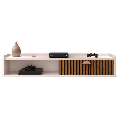 Rack Suspenso Home Decor 1.20 Sala Quarto 1 Porta Nicho - Rpm Móveis:off/ripado