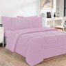 Kit Edredom + Jogo de Lençol Malha 100% Algodão Gran Moratta 7 Peças King - Rosa Bebê-rosa Bebê - 1