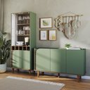 Ver imagem 1 de Sala de Estar Completa Boss 7 Portas 4 Prateleiras Hortelã/amêndoa - Pnr Móveis