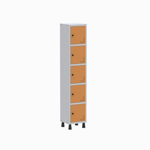 Armário Locker Guarda Volume Aço Light 5 Portas 34,5x179,5cm Verde/Cinza