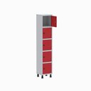 Ver imagem 2 de Armário Locker Guarda Volume Aço Light 5 Portas 34,5x179,5cm Vermelho/Cinza
