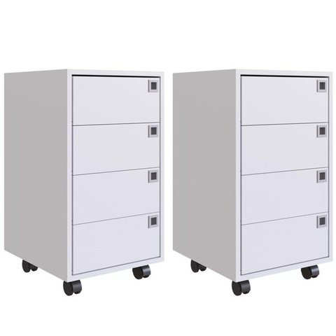 Kit 2 Gaveteiros 4 Gavetas Office Branco