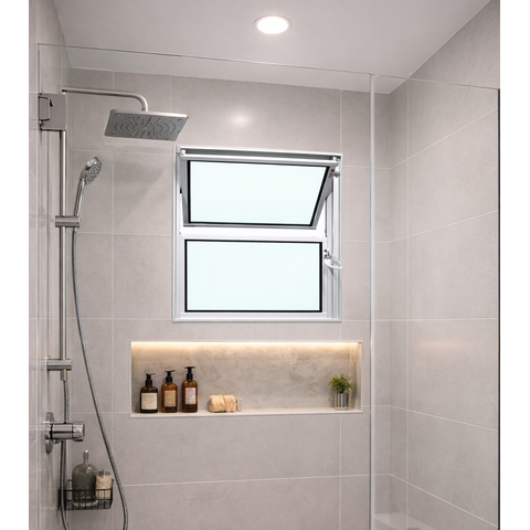 Vitro Basculante 40x40 Alumínio Branco Vidro Liso