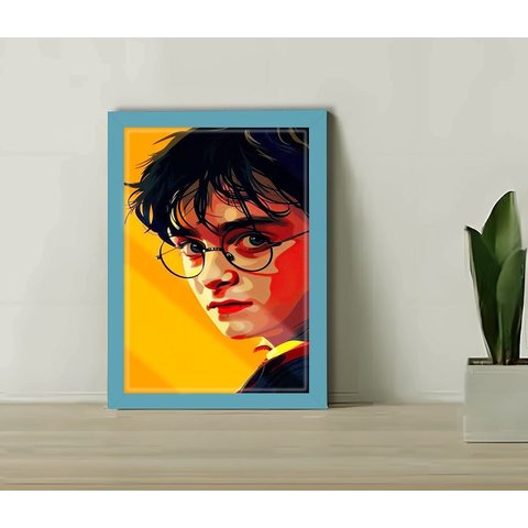 Quadro Decorativo Harry Potter Suspence + Vidro 33x25 Sala:azul