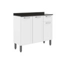 Ver imagem 1 de Gabinete P/ Pia Cozinha Balcão C/ Tampo Dona Maria 6173 C/ 3 Portas e 1 Gaveta 105cm Branco -