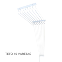 Ver imagem 2 de Varal de Teto Individual 10 Varetas Aluminio Branco - 100cm