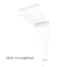 Varal de Teto Individual 10 Varetas Aluminio Branco - 100cm - 2