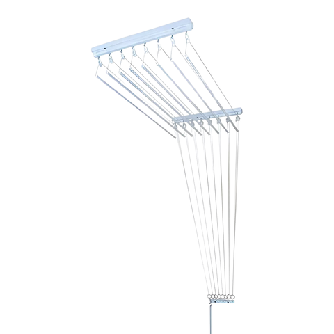 Varal de Teto Individual 10 Varetas Aluminio Branco - 100cm