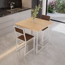 Ver imagem 1 de Conjunto Mesa de Jantar Quadrada Pinus 2 Cadeiras Estofado Riviera Industrial Don Castro Deco