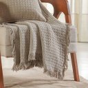 Ver imagem 2 de Kit Manta e 2 Capa de Almofada Decorativa para Sofá Waffle 100% Algodão 120x150cm Cashmere