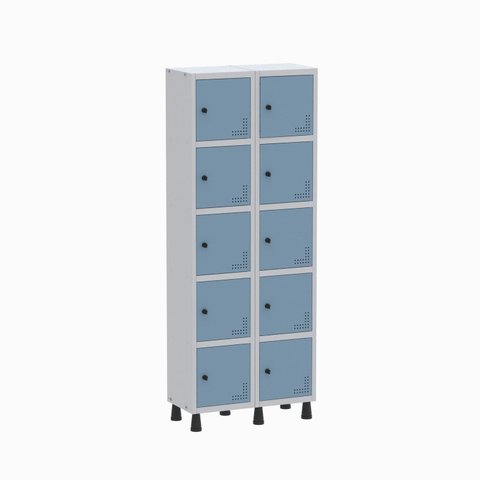 Armário Locker Guarda Volume Aço Light 10 Portas 69x179,5cm Azul e Cinza
