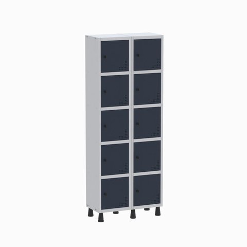 Armário Locker Guarda Volume Aço Light 10 Portas 69x179,5cm Verde/Cinza
