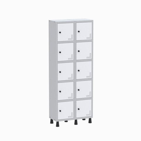Armário Locker Guarda Volume Aço Light 10 Portas 69x179,5cm Preto/Cinza
