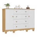 Ver imagem 2 de Cômoda Infantil 125cm 2 Portas e 4 Gavetas Dengo Multimóveis Mp4440 Madeirado/branco