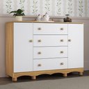 Ver imagem 1 de Cômoda Infantil 125cm 2 Portas e 4 Gavetas Dengo Multimóveis Mp4440 Madeirado/branco