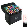 Caneta Permanente 60 Cores Marcador Ponta Dupla Estojo Arte Desenho Cartaz Pintura Estudante Lazer e - 1