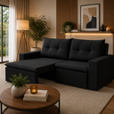 Ver imagem 1 de Sofá Retrátil 2 Lugares 1,80m Luma Suede Preto