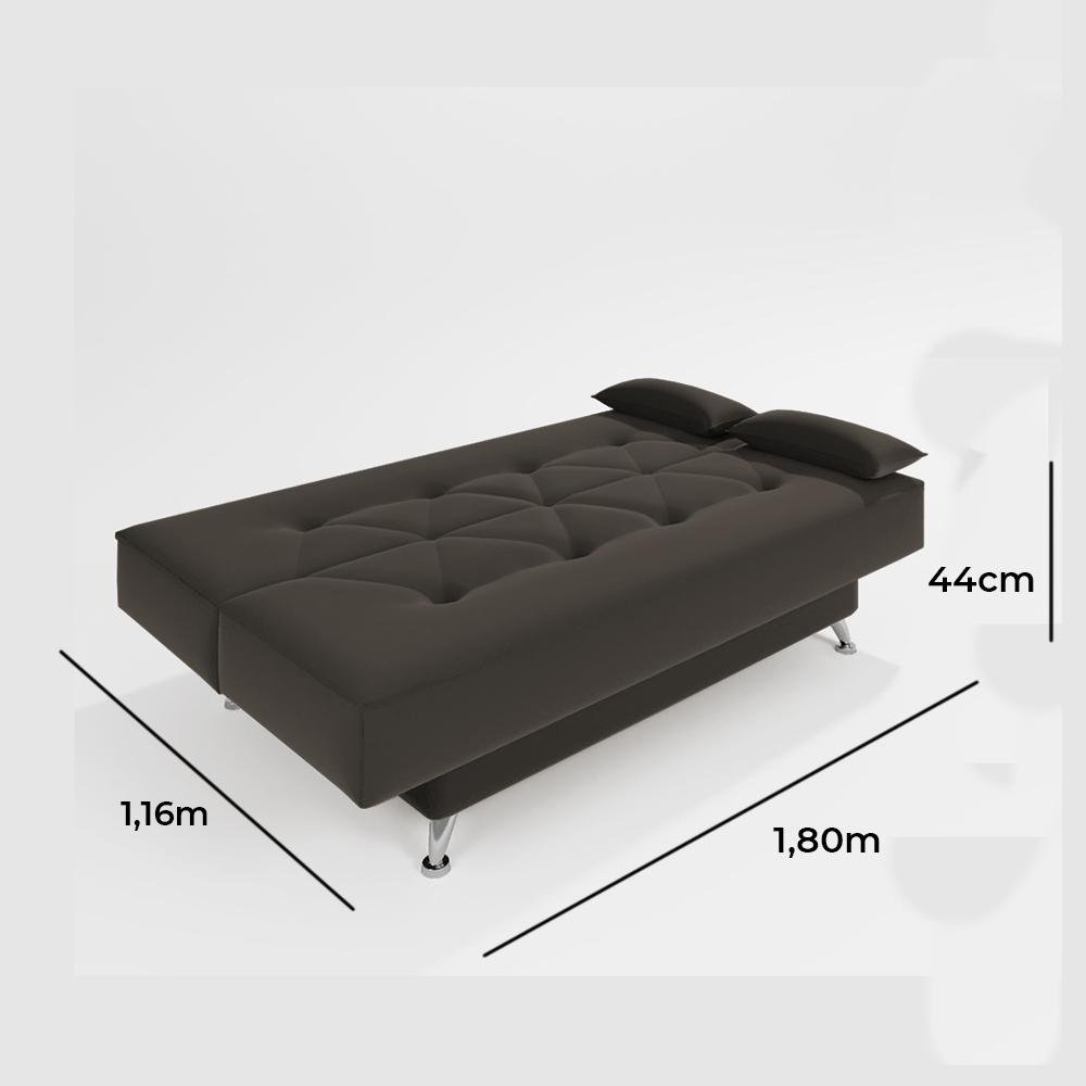 sofá cama 1,80m França Suede Marrom Adonai Estofados - 6